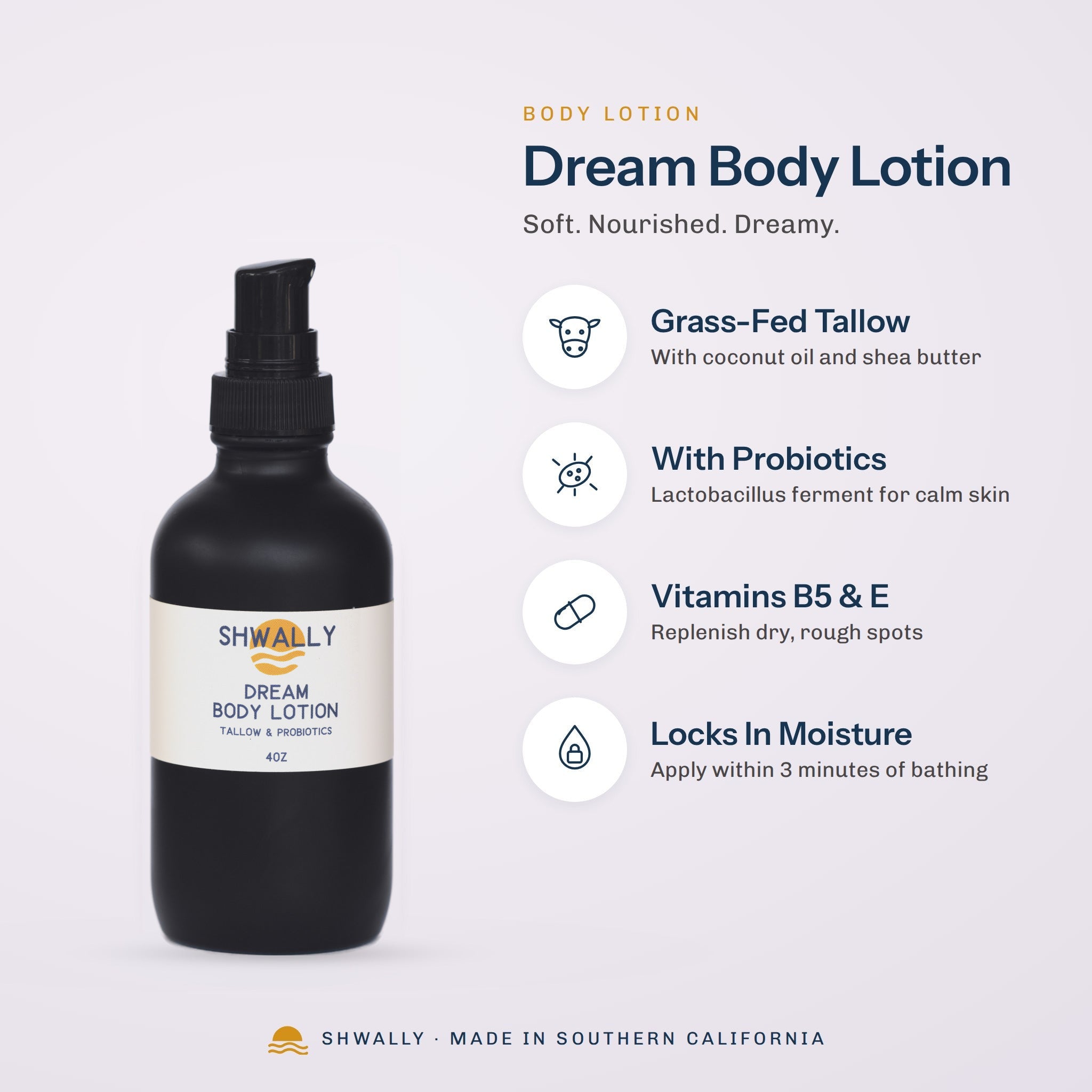 Shwally Dream Body Lotion – Tallow & Probiotics benefits