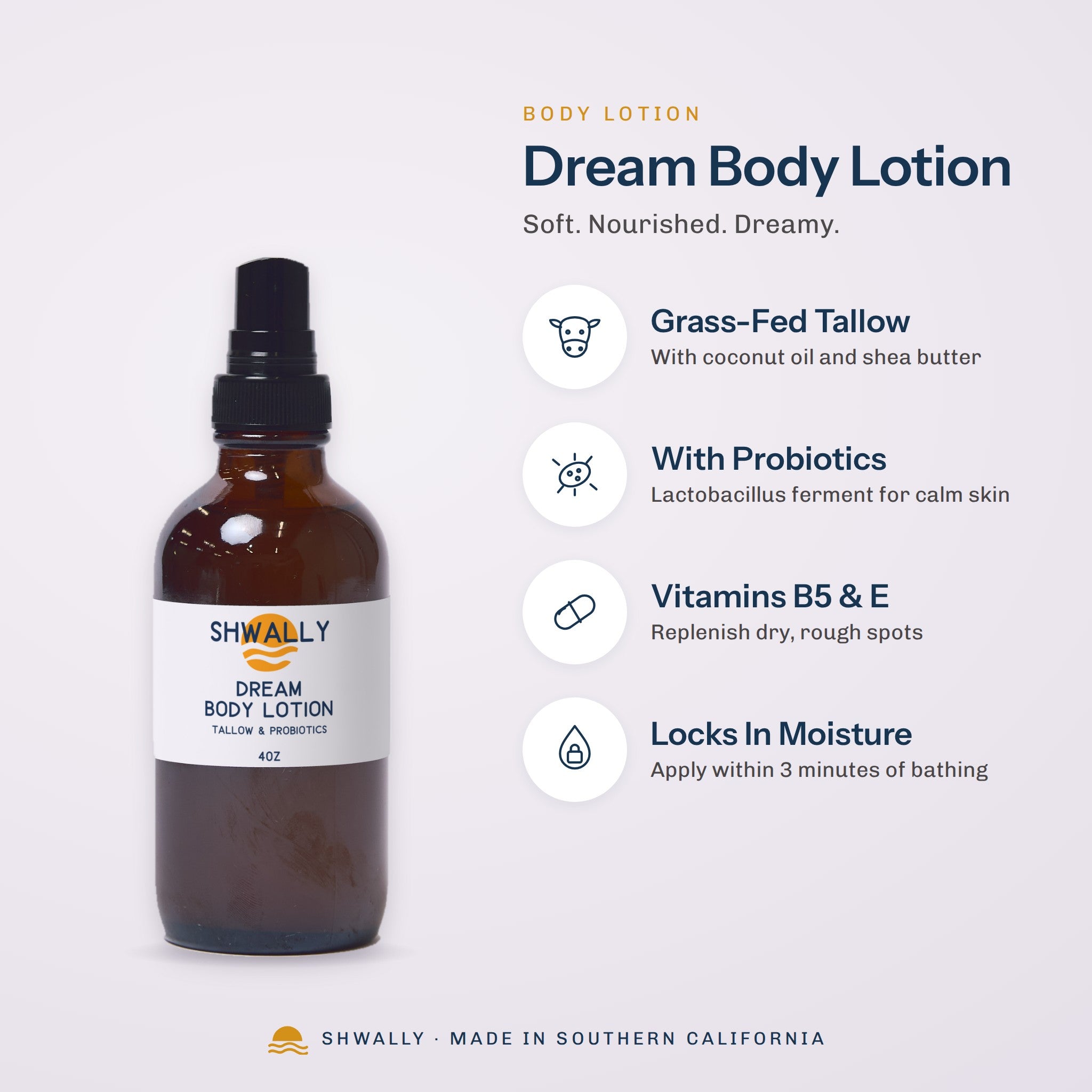 Shwally Dream Body Lotion – Tallow & Probiotics benefits
