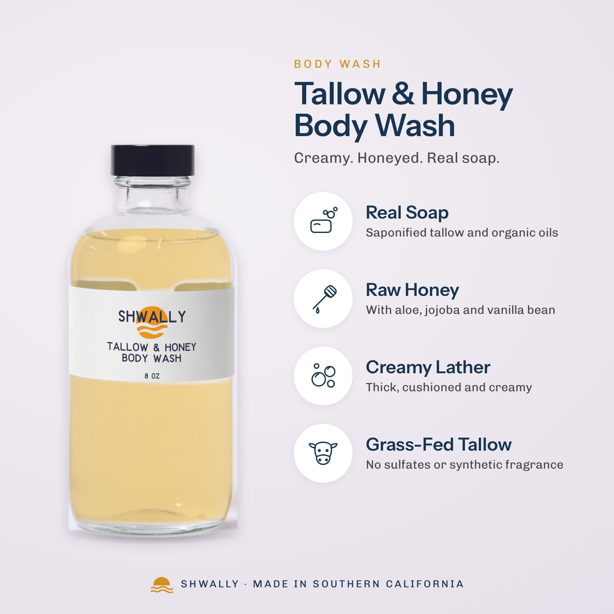 Shwally Tallow & Honey Body Wash benefits